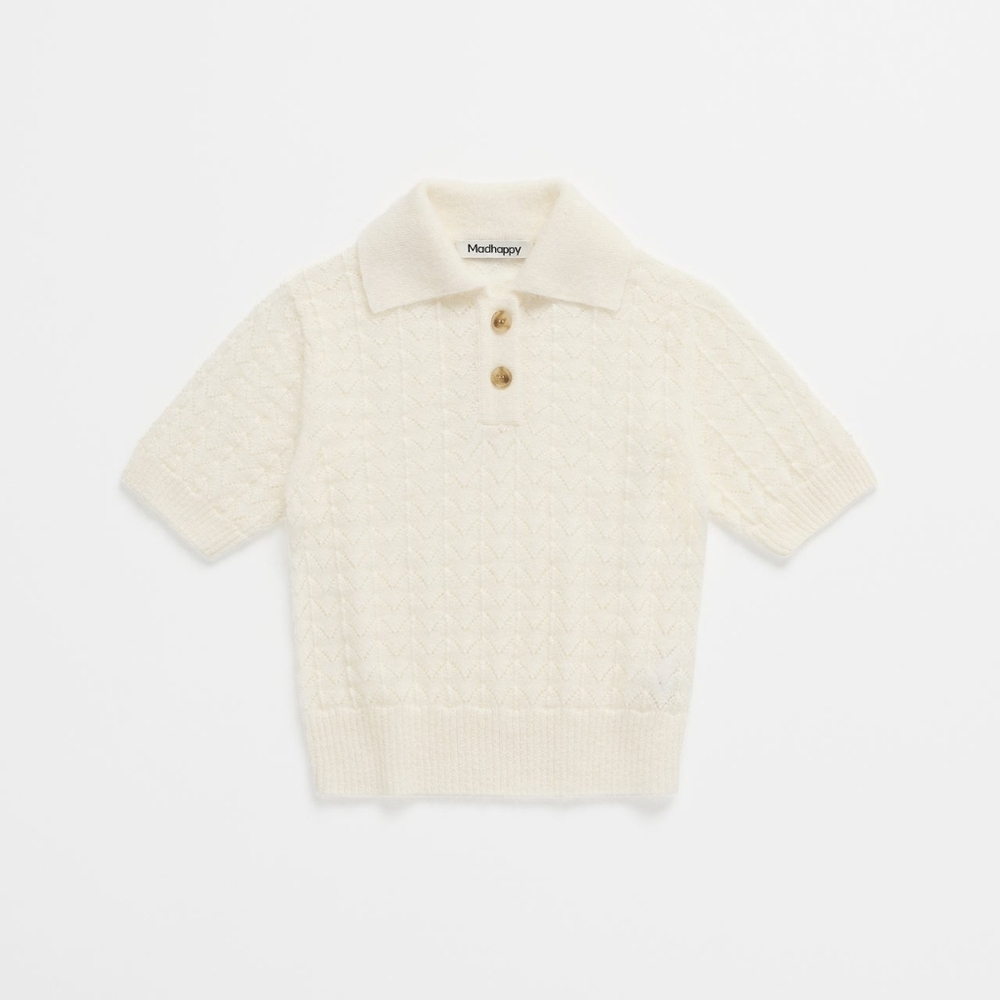 NWT Madhappy Summer Collection Mohair Short Sleeve Sweater in Vanilla Sz Medium
